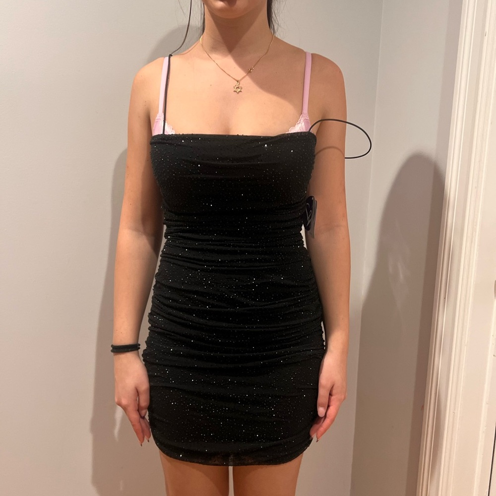 Windsor Black Ruched Bodycon Mini Dress